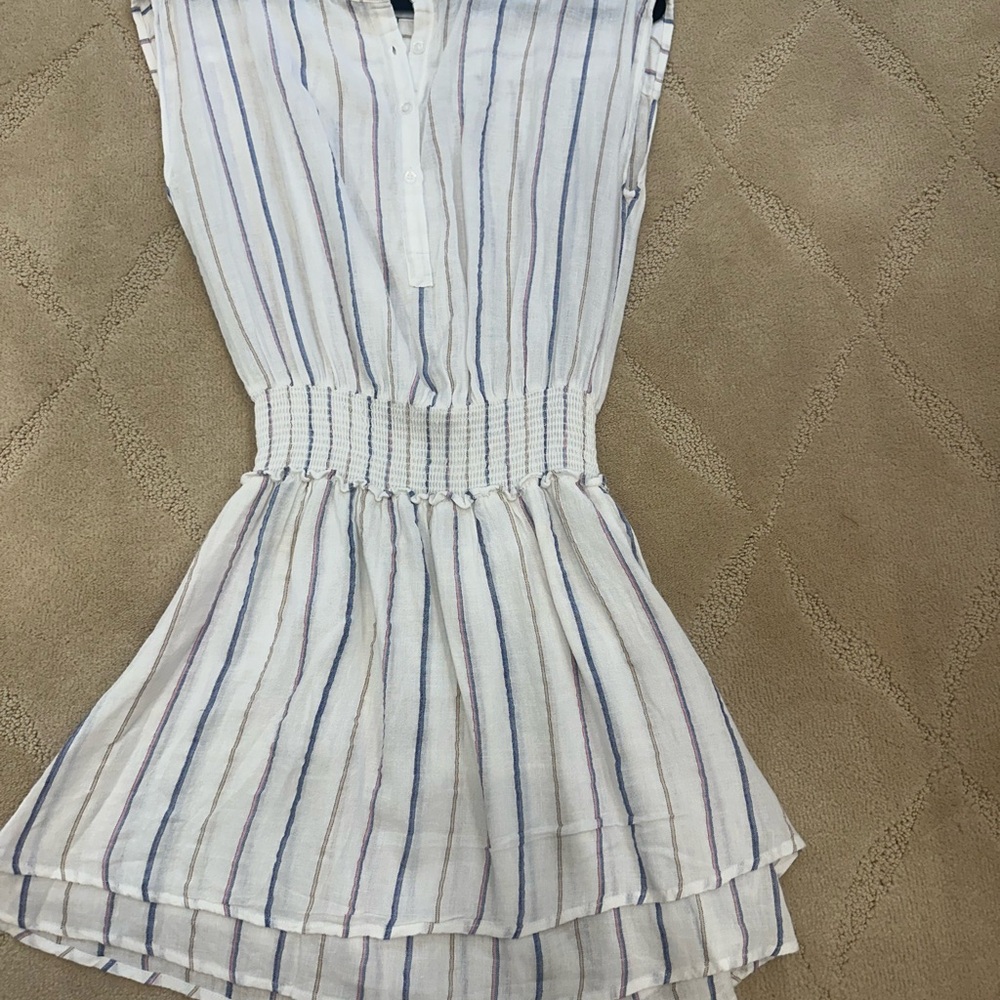 Rails linen striped smock waist dress